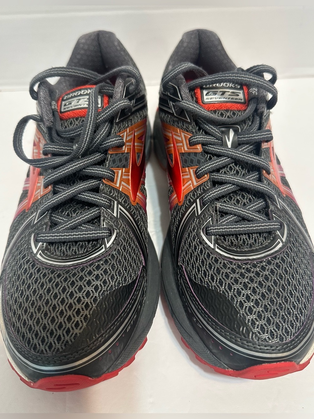 Brooks GTS 17 Shoes Womens 9.5 Gray Pink Orange Running Sneaker 1202311B044